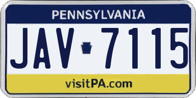 PA license plate JAV7115