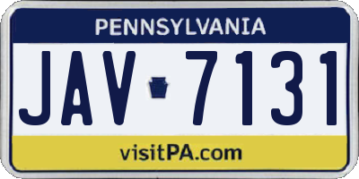 PA license plate JAV7131