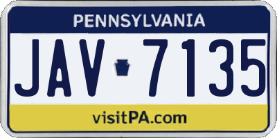 PA license plate JAV7135