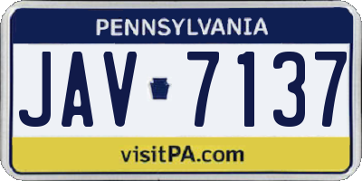 PA license plate JAV7137