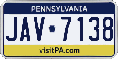 PA license plate JAV7138