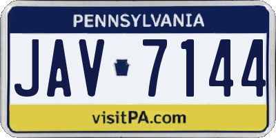 PA license plate JAV7144