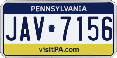 PA license plate JAV7156