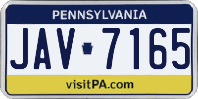PA license plate JAV7165