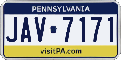 PA license plate JAV7171