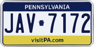 PA license plate JAV7172