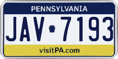 PA license plate JAV7193