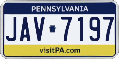 PA license plate JAV7197