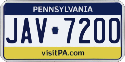 PA license plate JAV7200