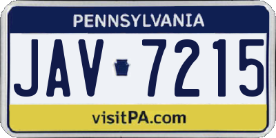 PA license plate JAV7215