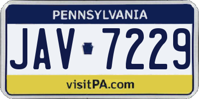 PA license plate JAV7229