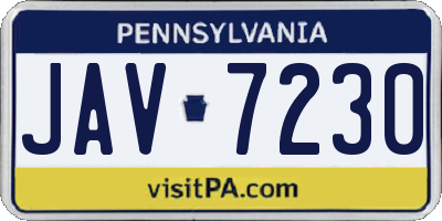 PA license plate JAV7230