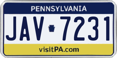 PA license plate JAV7231