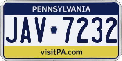 PA license plate JAV7232