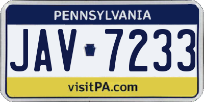 PA license plate JAV7233