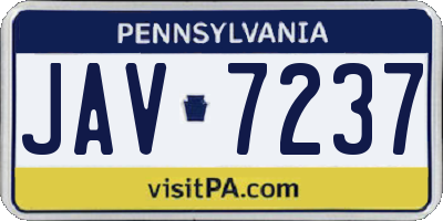 PA license plate JAV7237