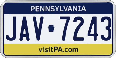 PA license plate JAV7243