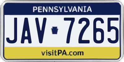 PA license plate JAV7265