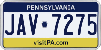 PA license plate JAV7275