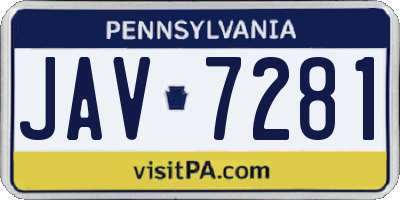 PA license plate JAV7281