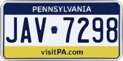 PA license plate JAV7298