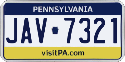 PA license plate JAV7321