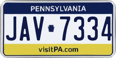 PA license plate JAV7334
