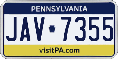 PA license plate JAV7355