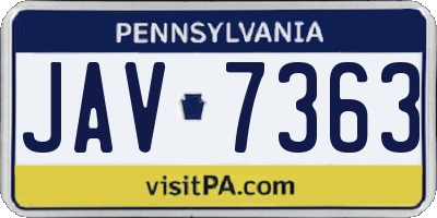 PA license plate JAV7363