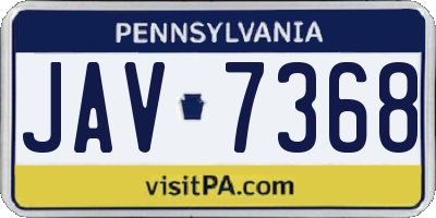 PA license plate JAV7368