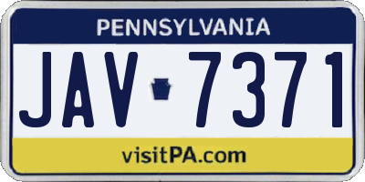 PA license plate JAV7371