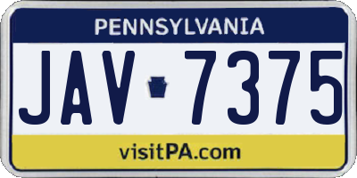 PA license plate JAV7375
