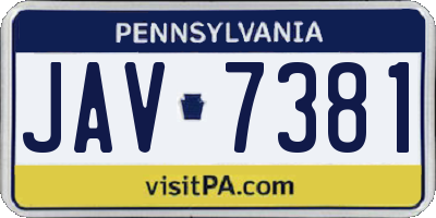 PA license plate JAV7381