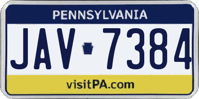 PA license plate JAV7384