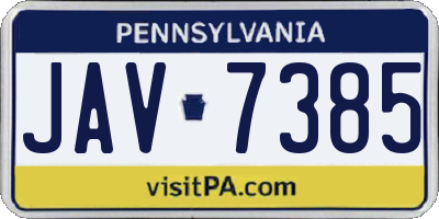 PA license plate JAV7385