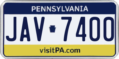 PA license plate JAV7400