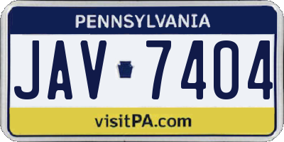 PA license plate JAV7404