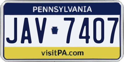 PA license plate JAV7407