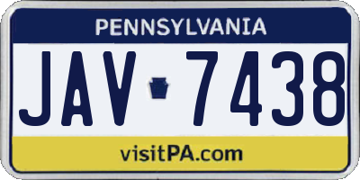 PA license plate JAV7438