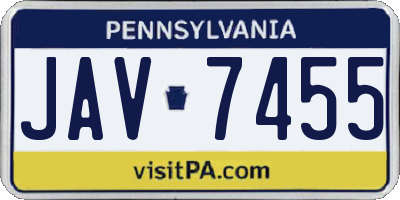 PA license plate JAV7455