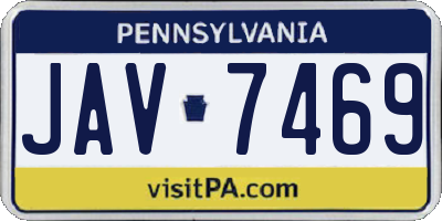PA license plate JAV7469