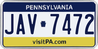 PA license plate JAV7472