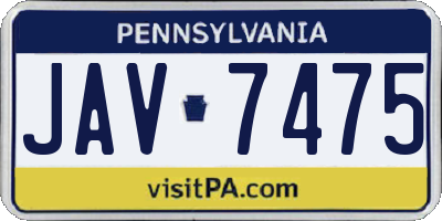 PA license plate JAV7475