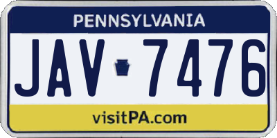 PA license plate JAV7476