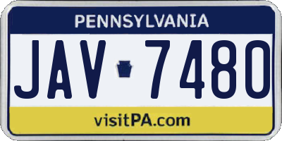 PA license plate JAV7480