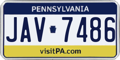 PA license plate JAV7486