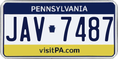 PA license plate JAV7487