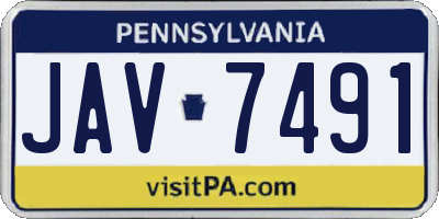 PA license plate JAV7491