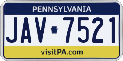 PA license plate JAV7521