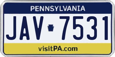 PA license plate JAV7531